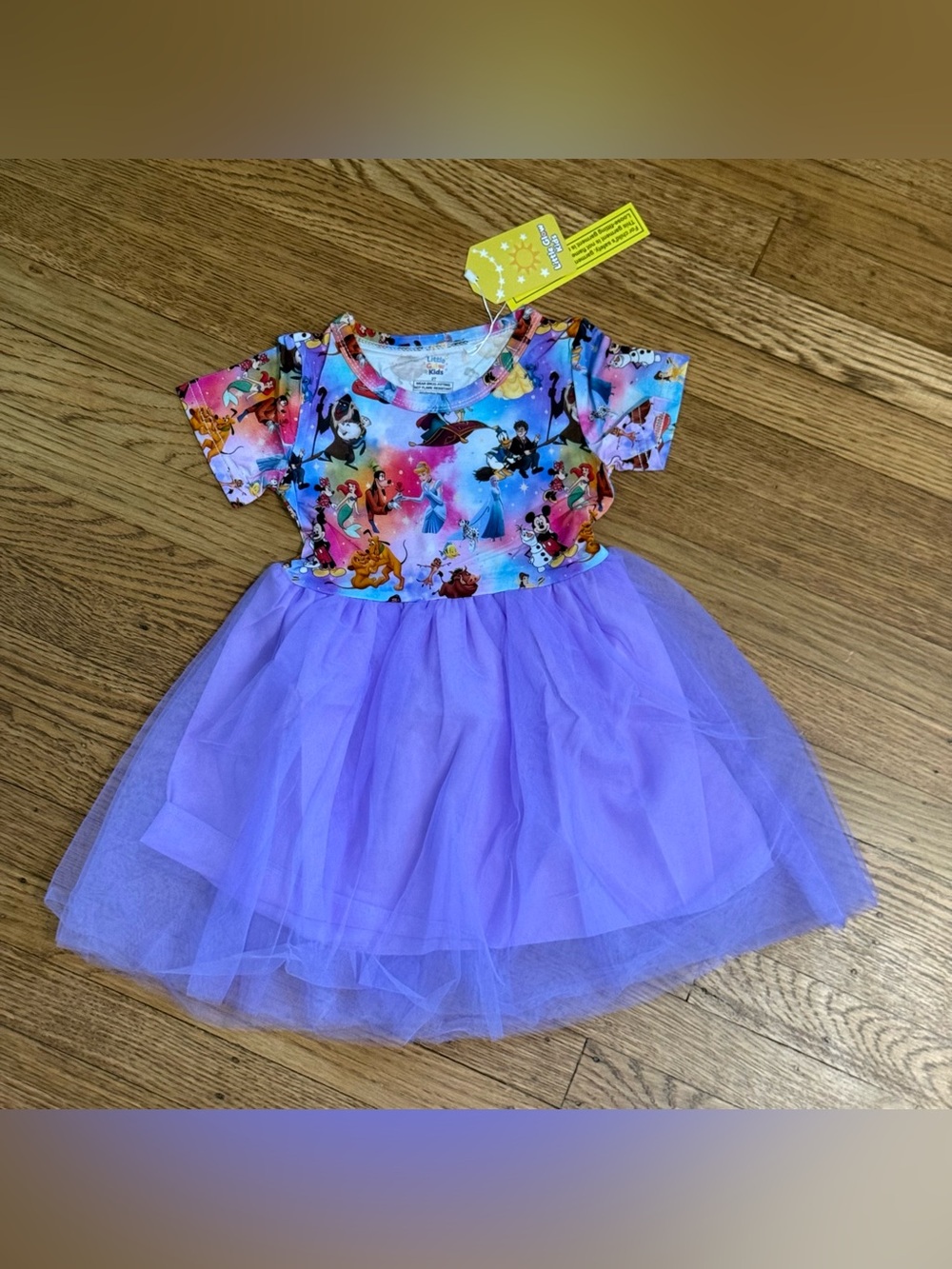 NWT Disney Multicolor Character Purple Tulle Dress Little Glow kidsBamboo size 2